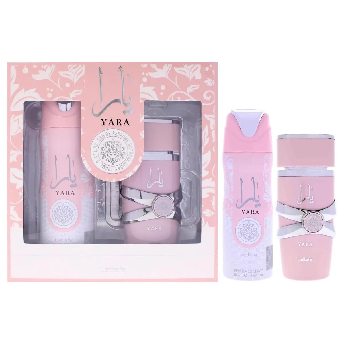 Lattafa Yara Gift Set 2 Piece Heliotrope Orchid Tangerine Gourmand Tropical Fruits