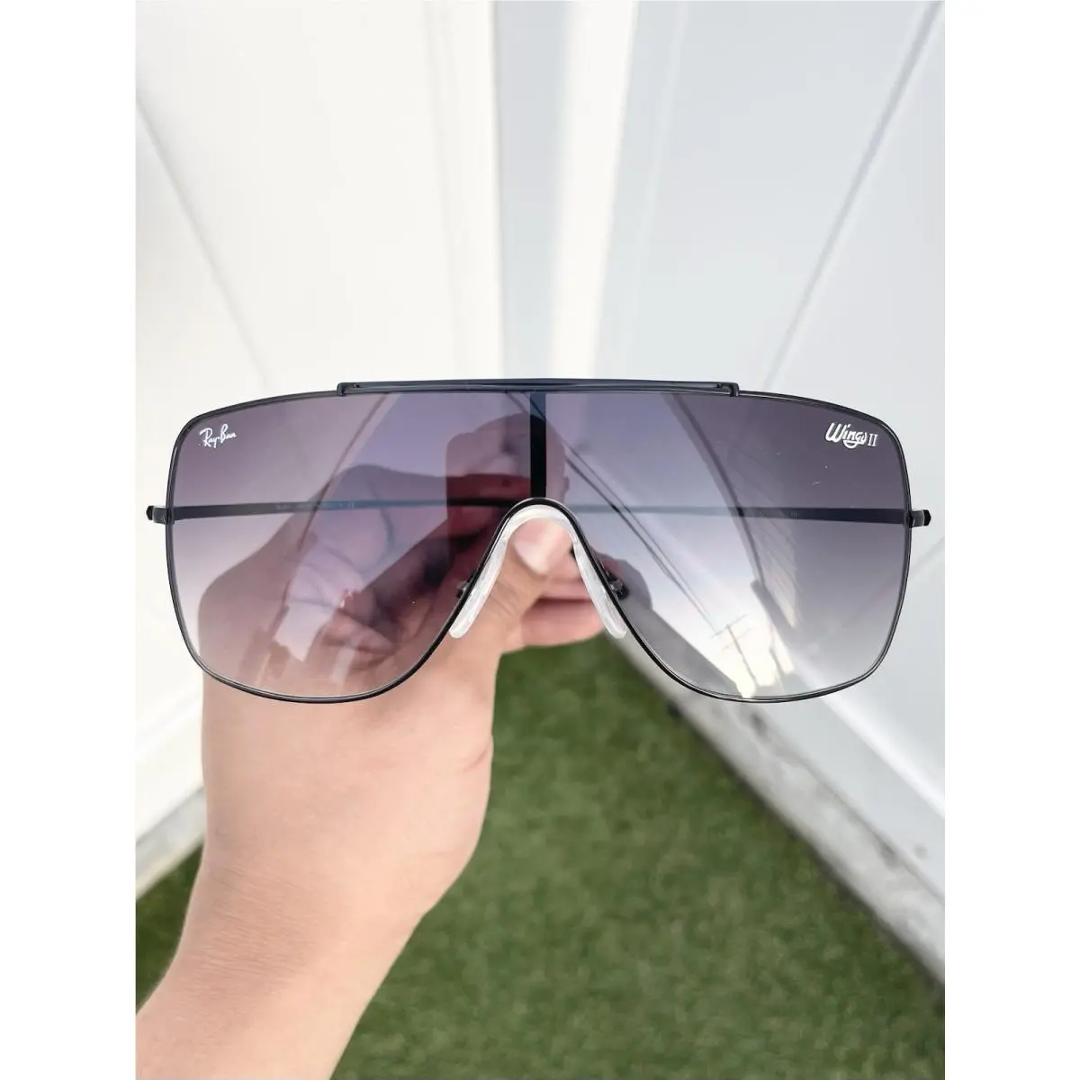 Rayban Wings II RB3697 3697 Black Dark Purple Gradient Lens