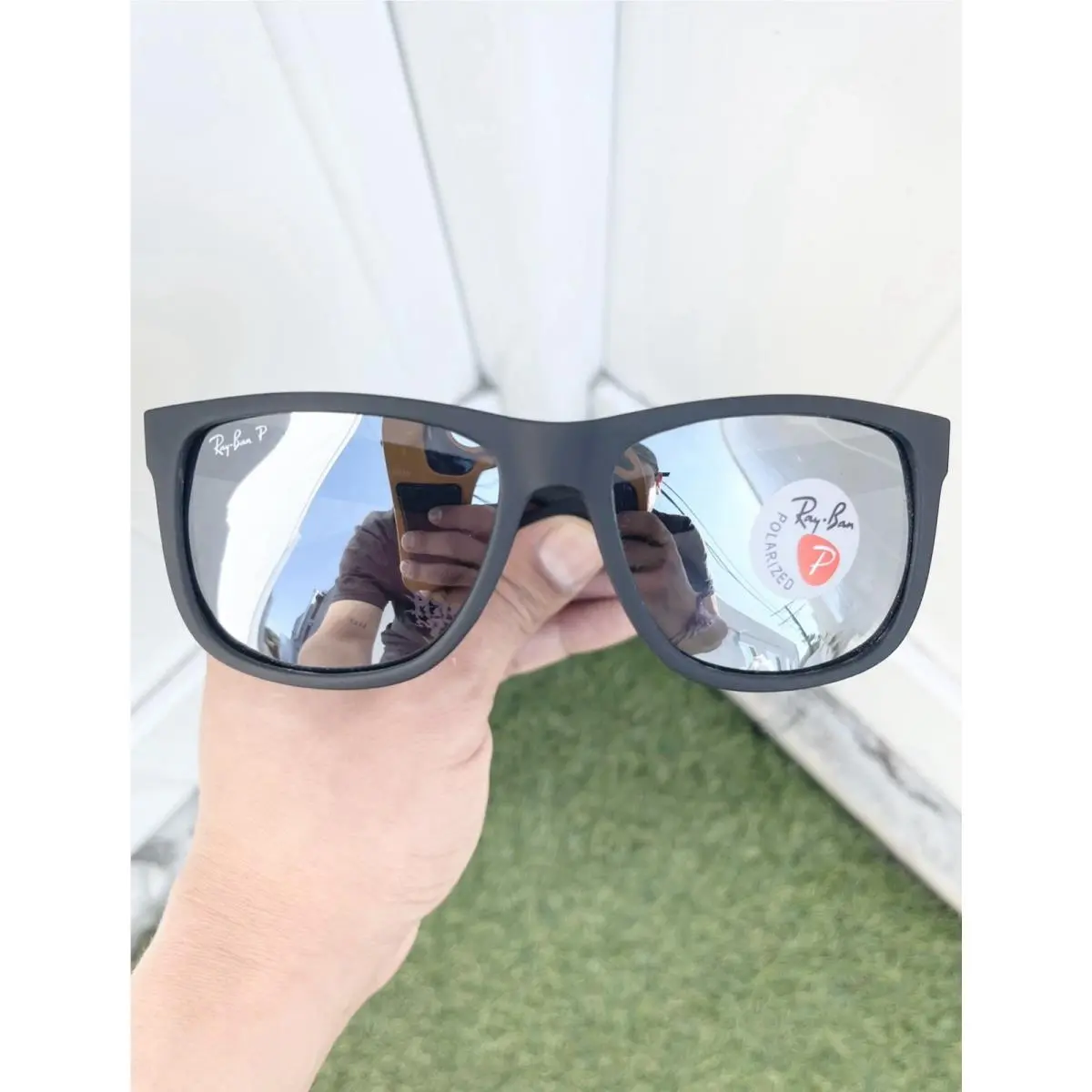 Ray Ban Justin Polarized RB4165 4165 Black Chrome Lens Size 55/16