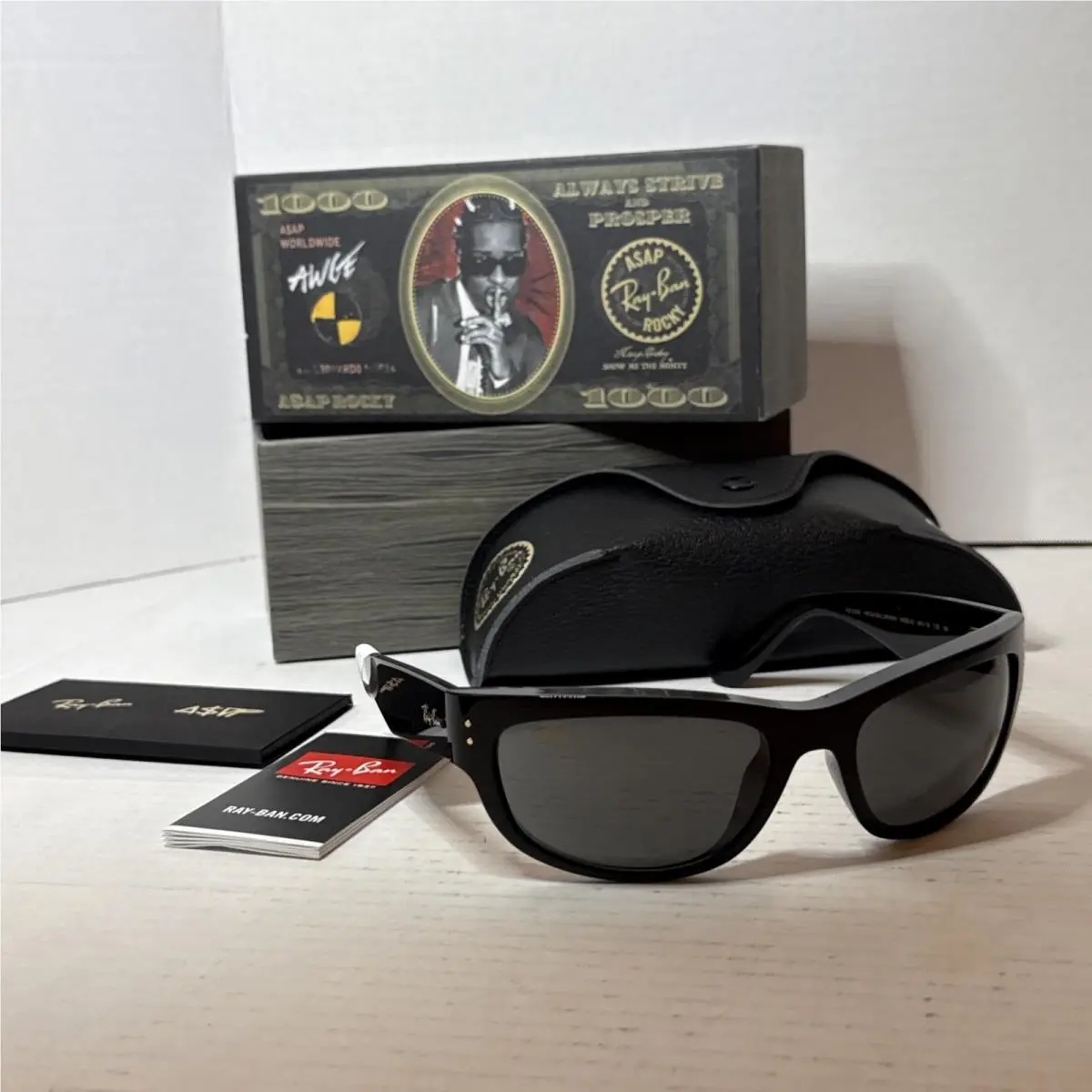 Asap Rocky X Mega Balorama Rayban RB 2289 6826/J5 60 19 135 3N Black with Gold