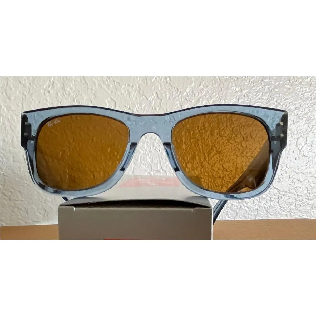 Ray-ban Sunglasses RB0840-S Mega Wayfarer 6680/73 Blue Frames with Brown Lenses