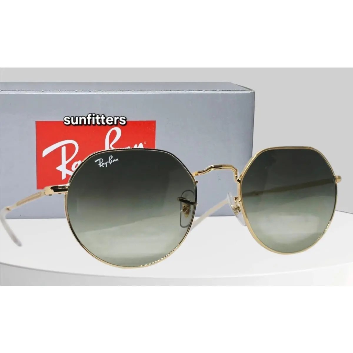 Ray Ban Jack Gold/vintage Green Gradient RB3565 001/BH 51 Sunglasses