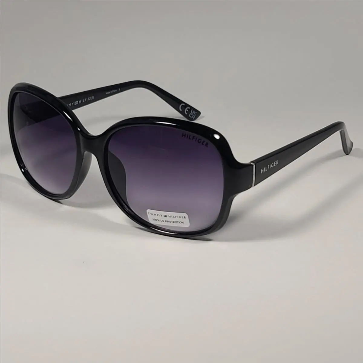 Tommy Hilfiger Willa WP OL577 Oversize Oval Sunglasses Shiny Black / Smoke