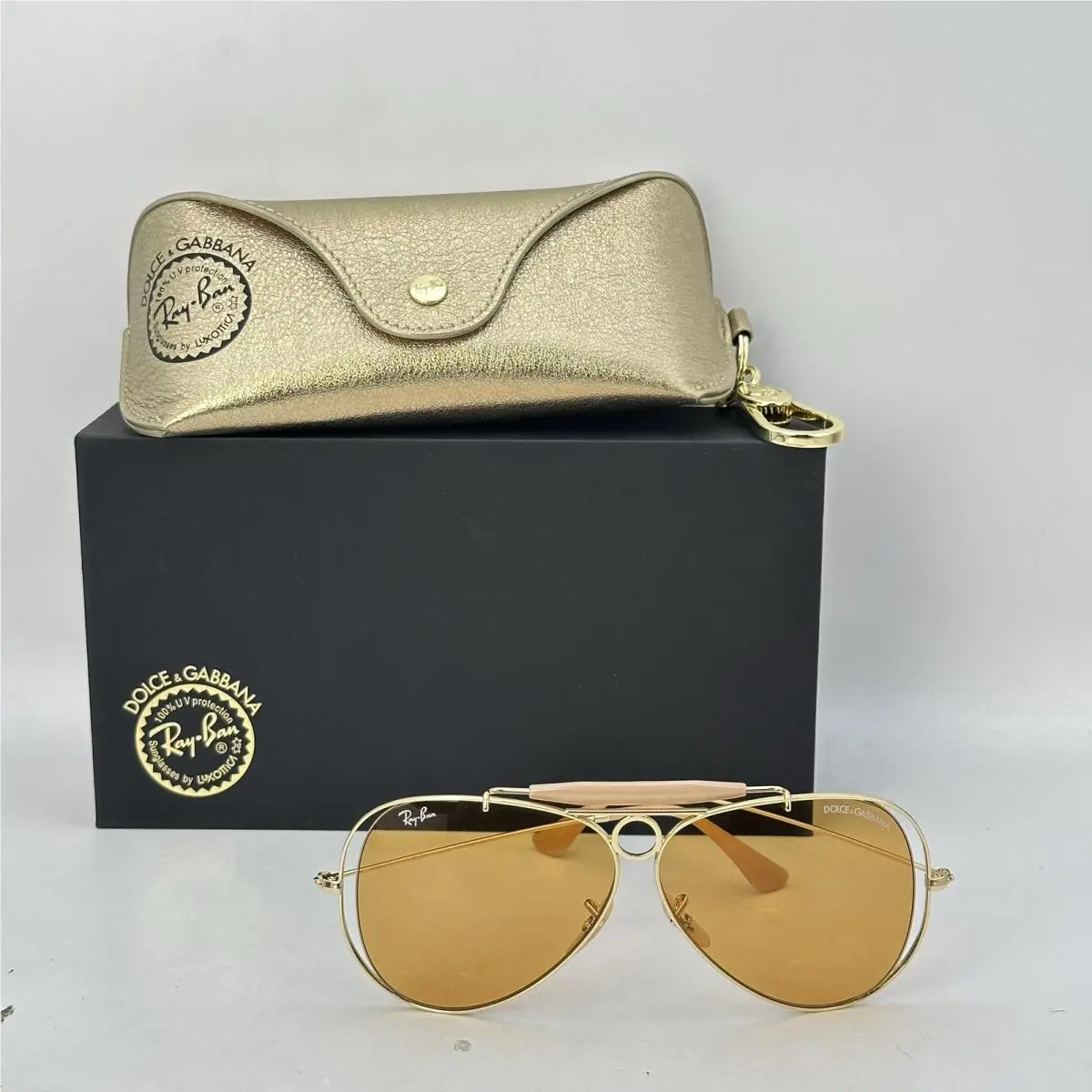 Ray Ban x Dolce Gabbana The Shooter Aviator Sunglasses RB3138M Gold/orange