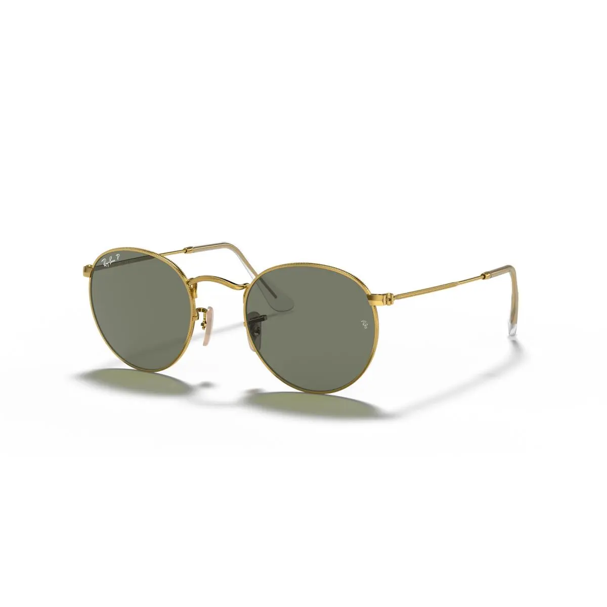 Ray-ban Round Metal Polished Arista Gold/polarized G-15 Green 50 mm Sunglasses