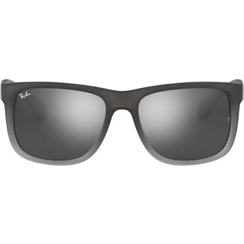 Ray-ban RB4165 Justin Rectangular Sunglasses Rubber Grey On Clear Grey/grey Mir