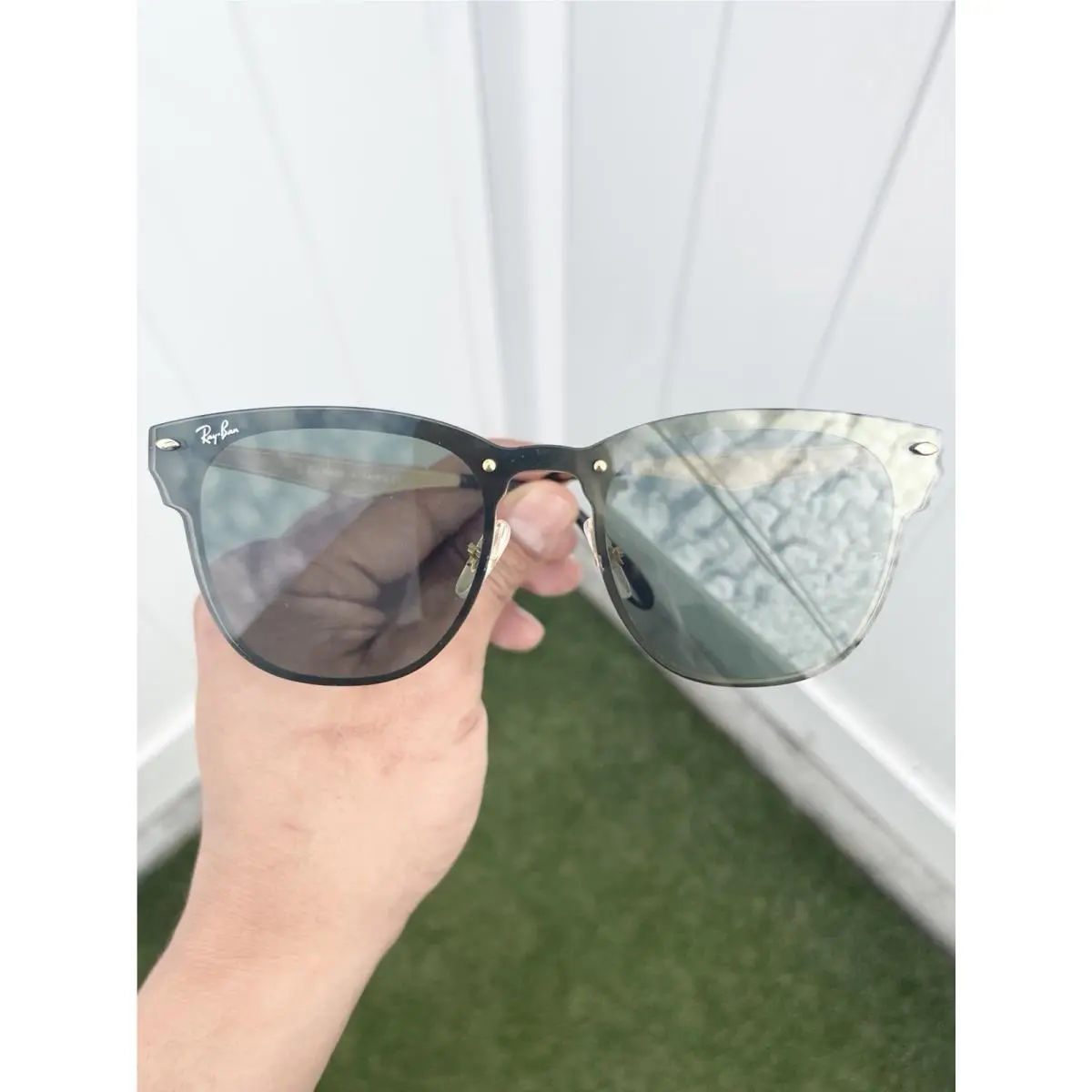 Ray Ban Blaze Clubmaster 3576N 3576 Gold Green Lens