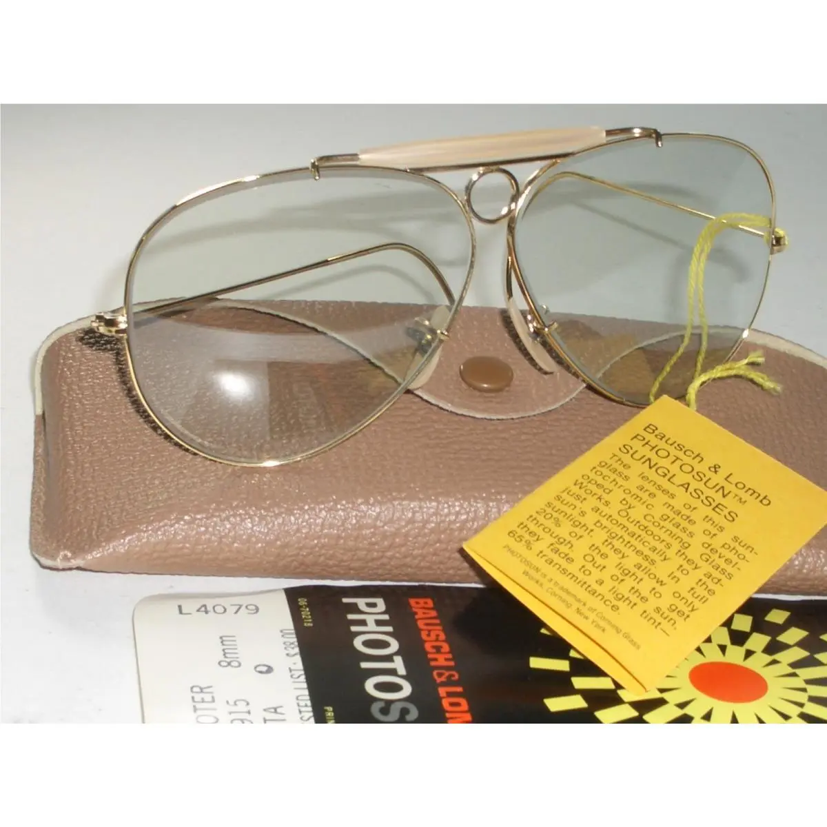 Vintage B L Ray-ban L4079 10K Gold Gray Photochromatic Shooter Sunglasses