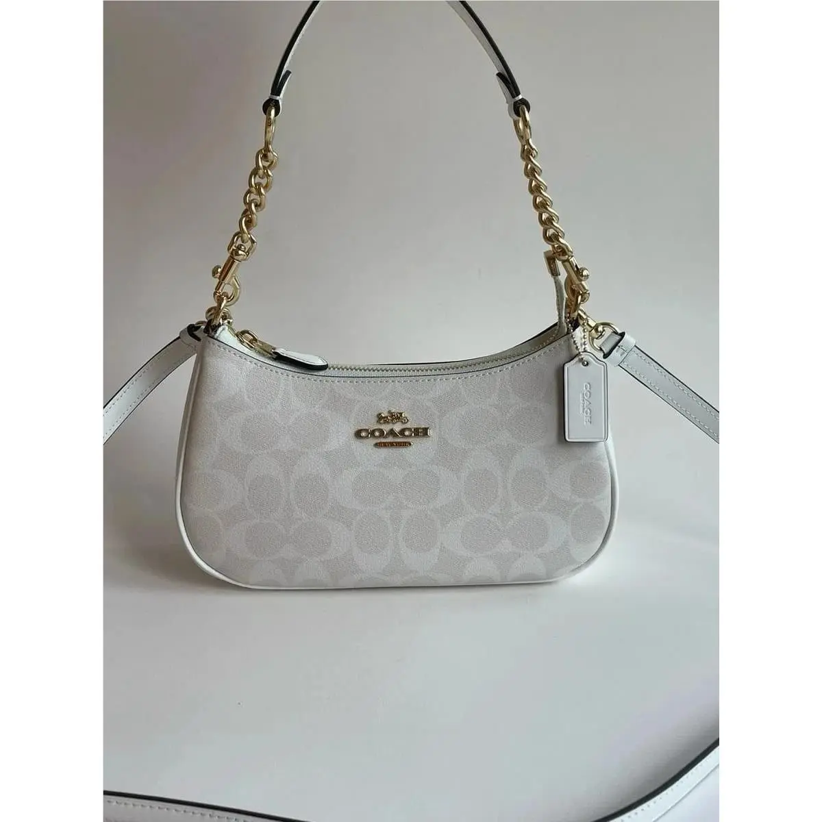 Teri Shoulder Bag In Signature Canvas in Multiple Colors White by Coach