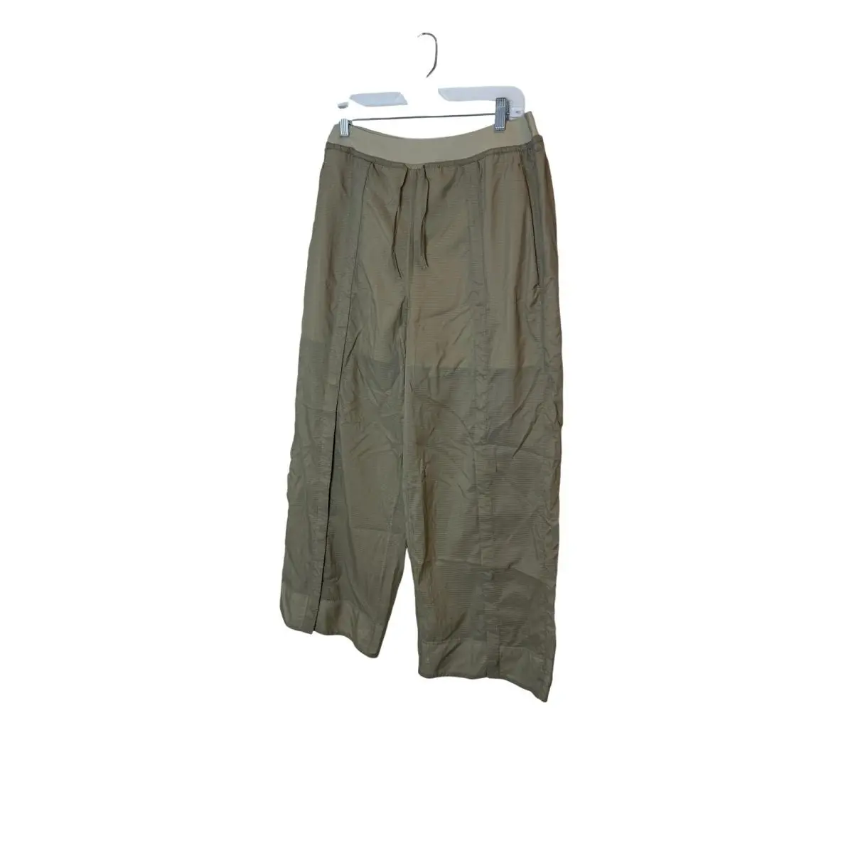 Lululemon Pants Womens Large Beige Lightweight Woven Snap Leg Shr High Rise