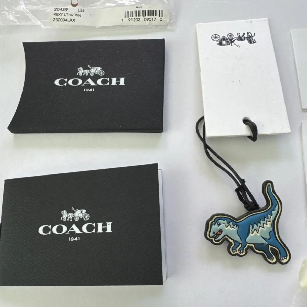 Coach Rexy Leather Pin- Purse Charm -blue Dinosaur