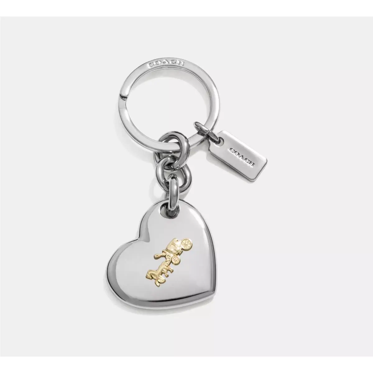Horse and Carriage Heart Bag Charm F35133 Silver by Coach