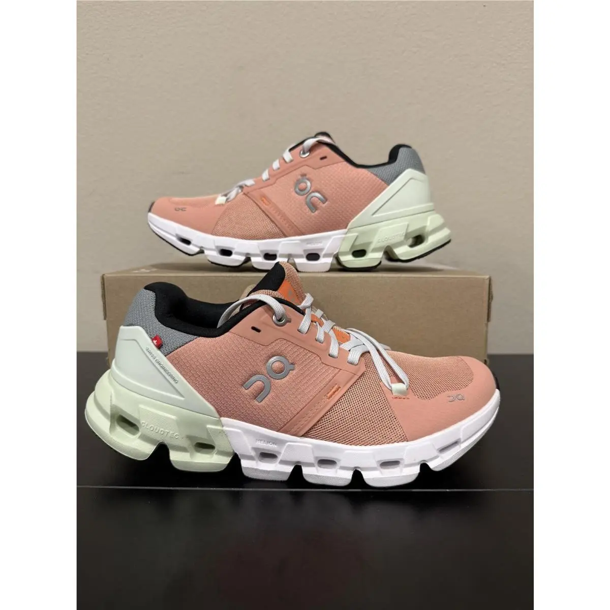 Size 7 - On Running Women’s Cloudflyer 4 “peach Aloe”