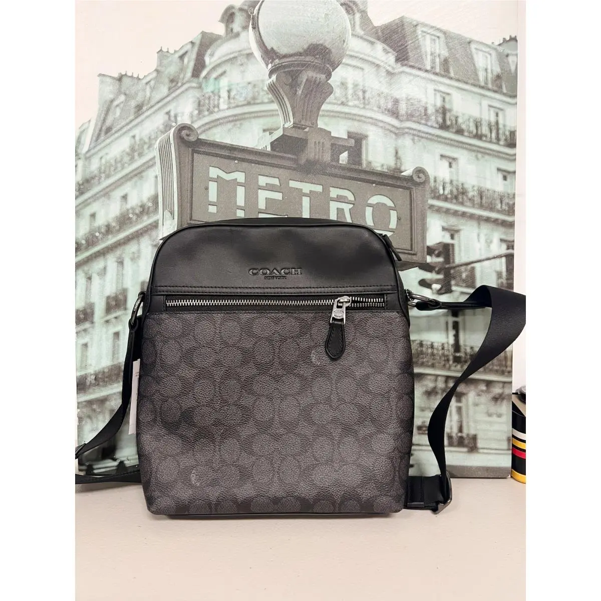 Coach CZ398 Houston Flight Bag In Signature Canvas IN Black