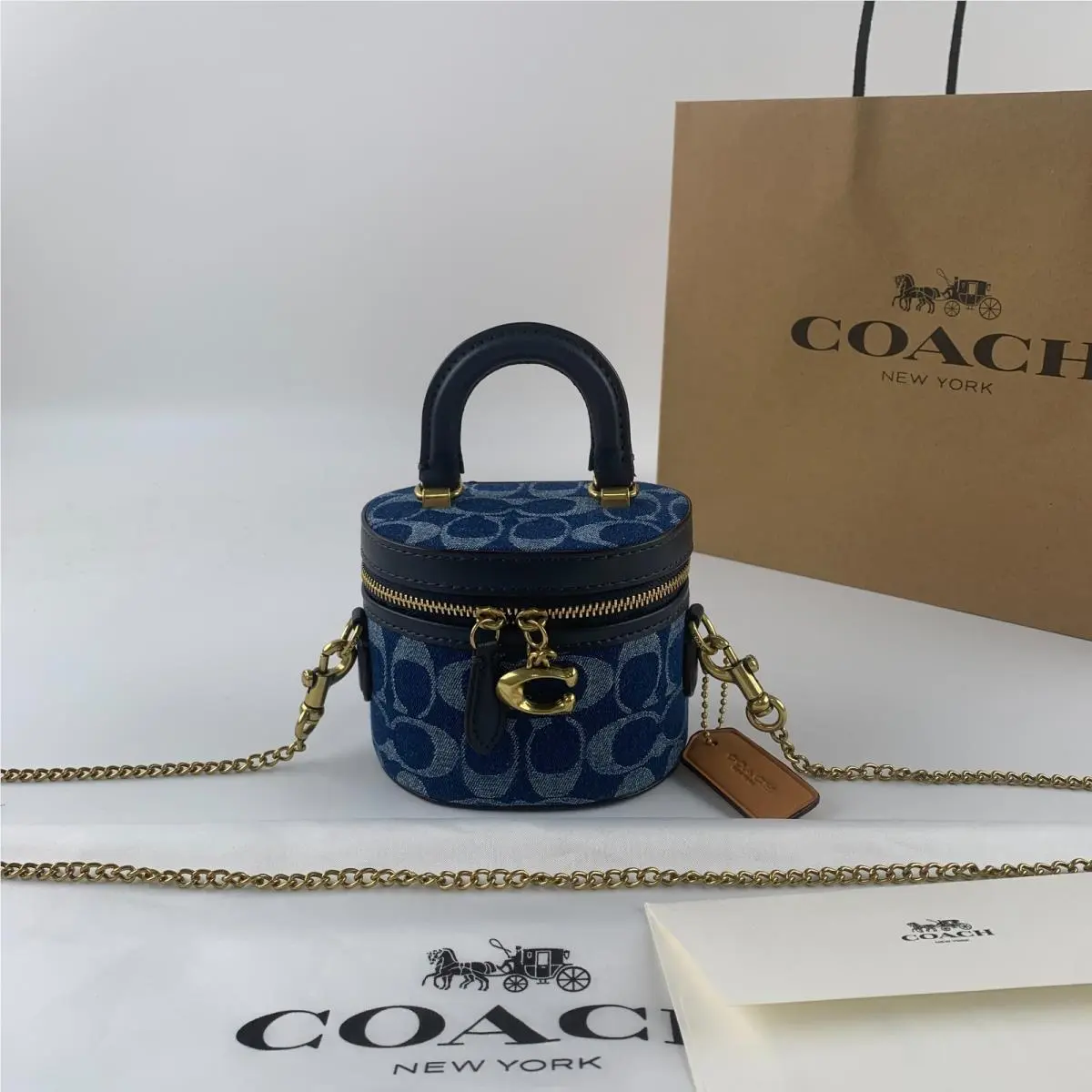 Coach CT097 Trail Crossbody 12・Signature Denim Shoulder Bag Calf Leather Outlet