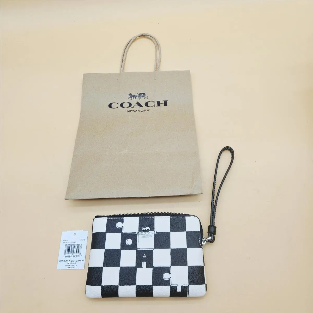 Coach Long Zip Around Wallet Checkerboard Print Coated Canvas/leather