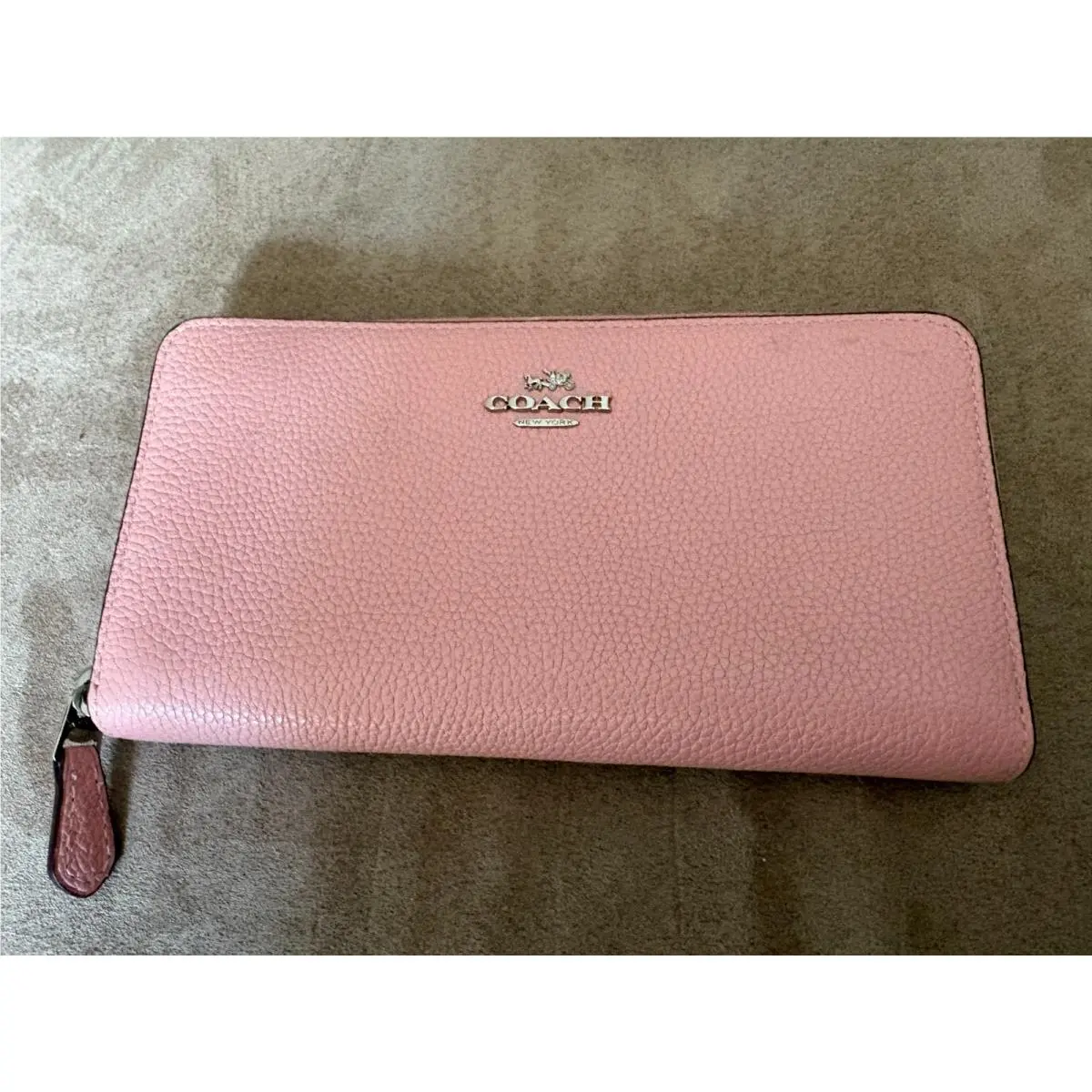Zip Around Wallet Pink Pebbled Crossgrain Leather Inside Pockets by Coach