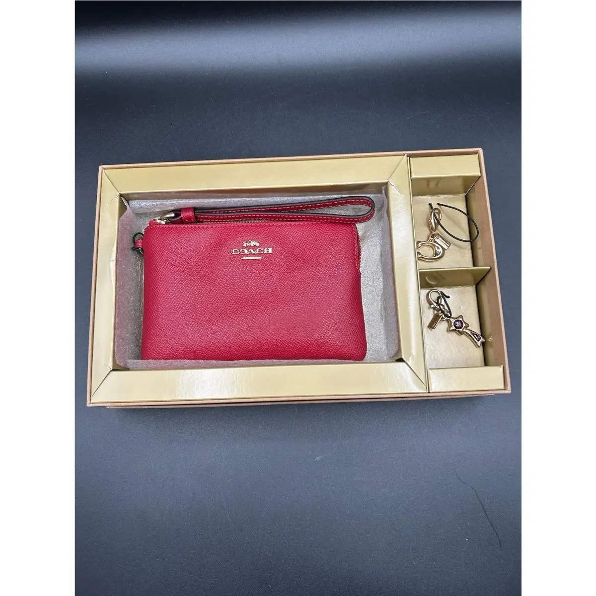 Coach Women’s Crossgrain Leather Corner Zip Wristlet