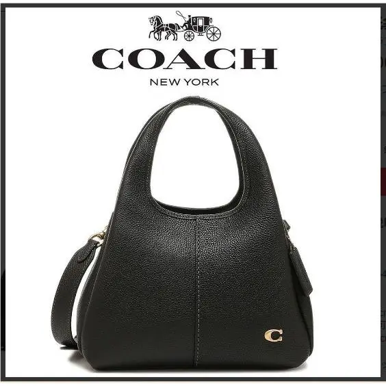 Coach CM545 Lana Shoulder Bag 23 Polished Pebble Leather Black Outlet