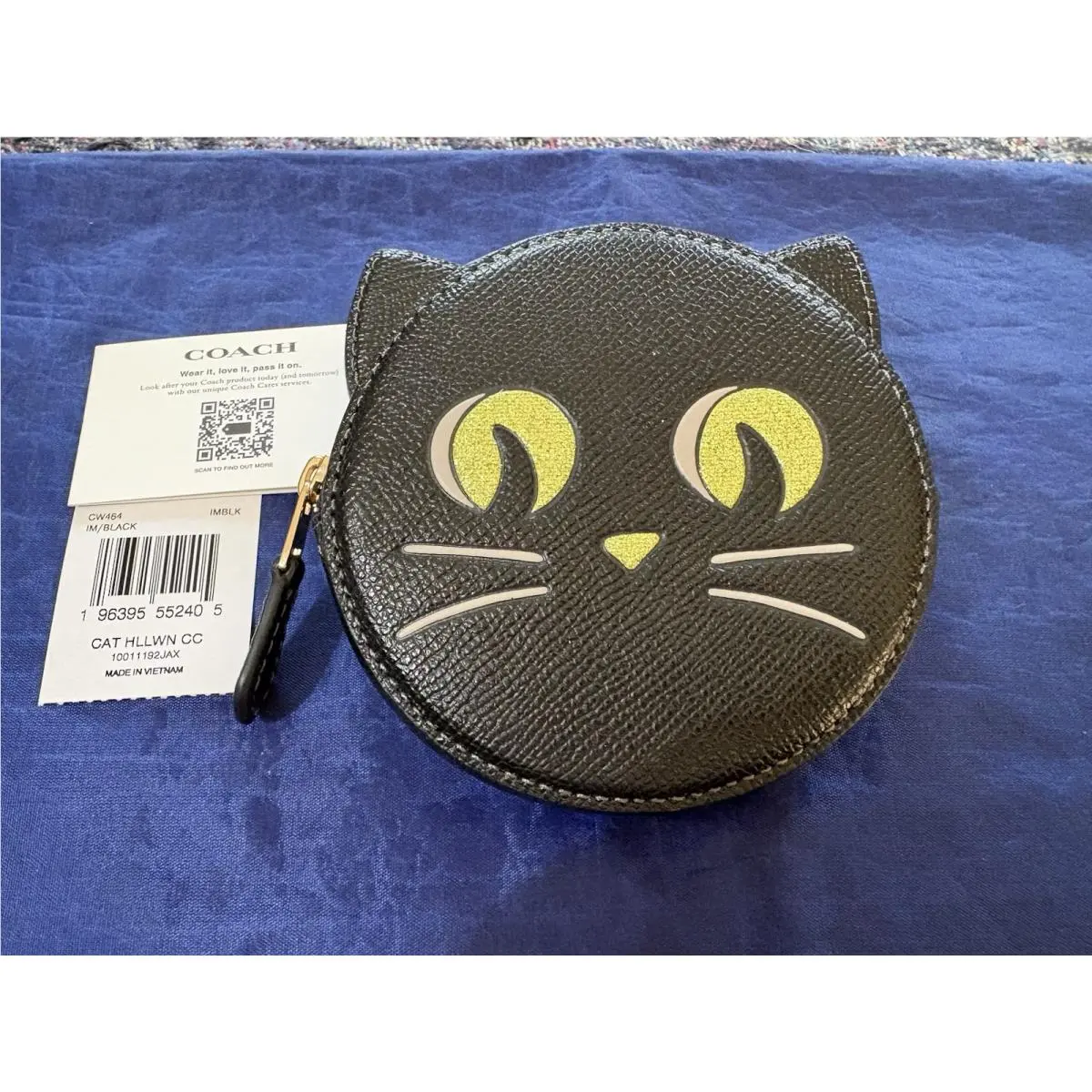 Coach Black Cat Halloween Coin Case/purse CW464