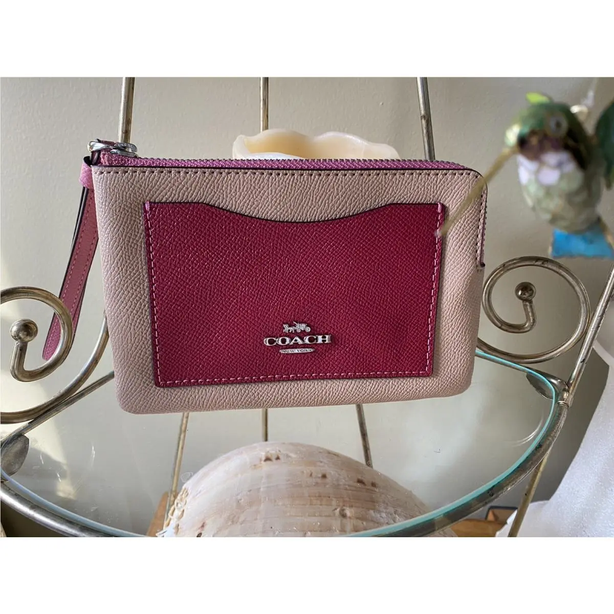 Coach Corner Zip Wristlet W/wrist Strap F30048