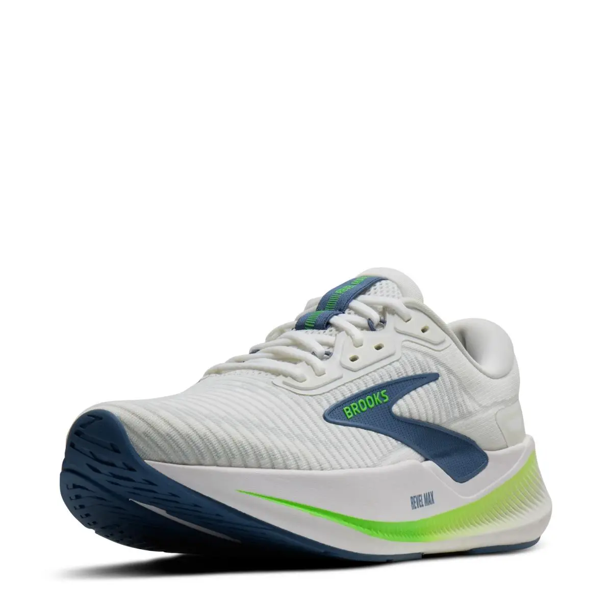 Men`s Brooks Revel Max Running Shoe 110482 1D 177 White/moonlight/green Fabric