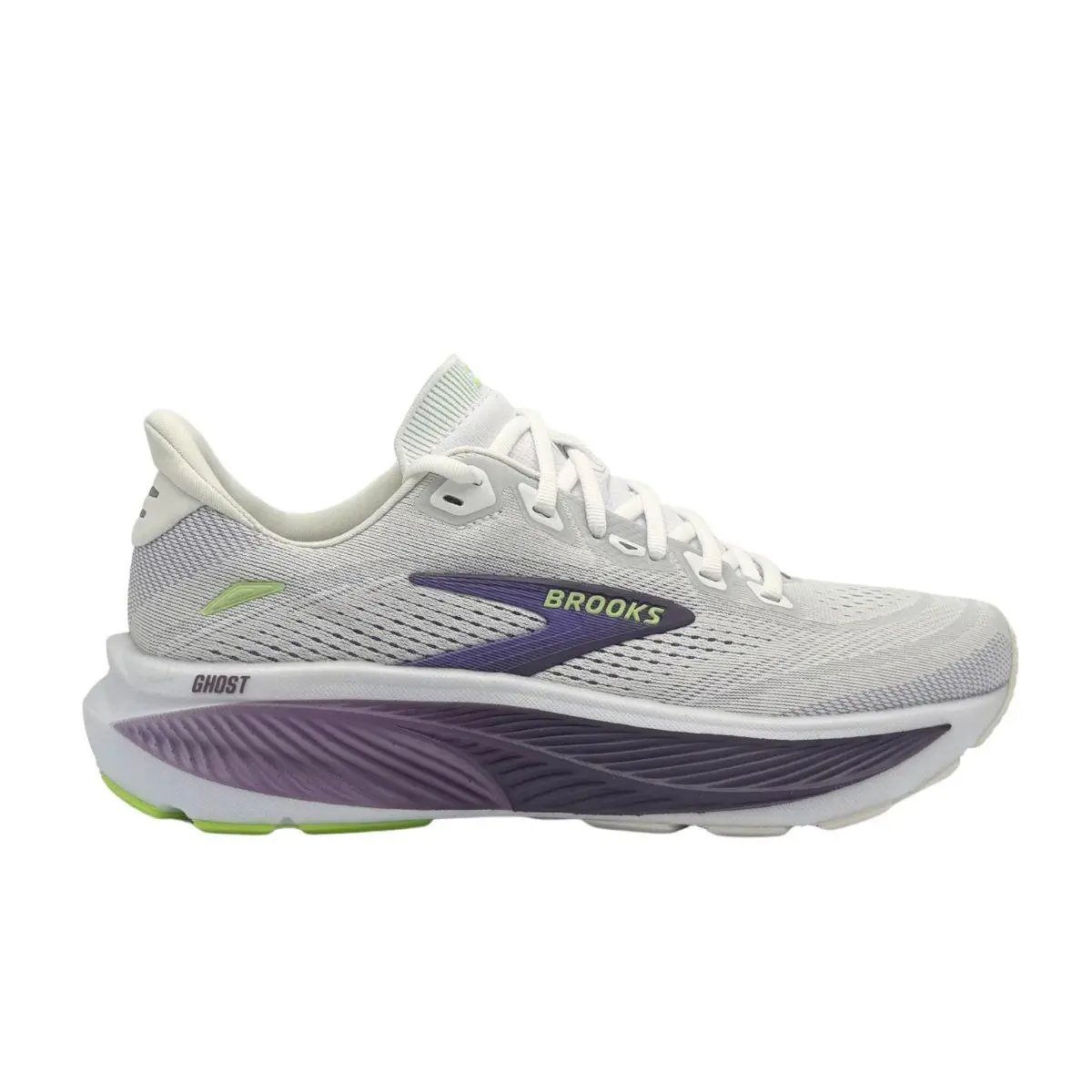Brooks Women`s Ghost 18 Athletic Shoes 1204821B194 White/purple Hebe/green