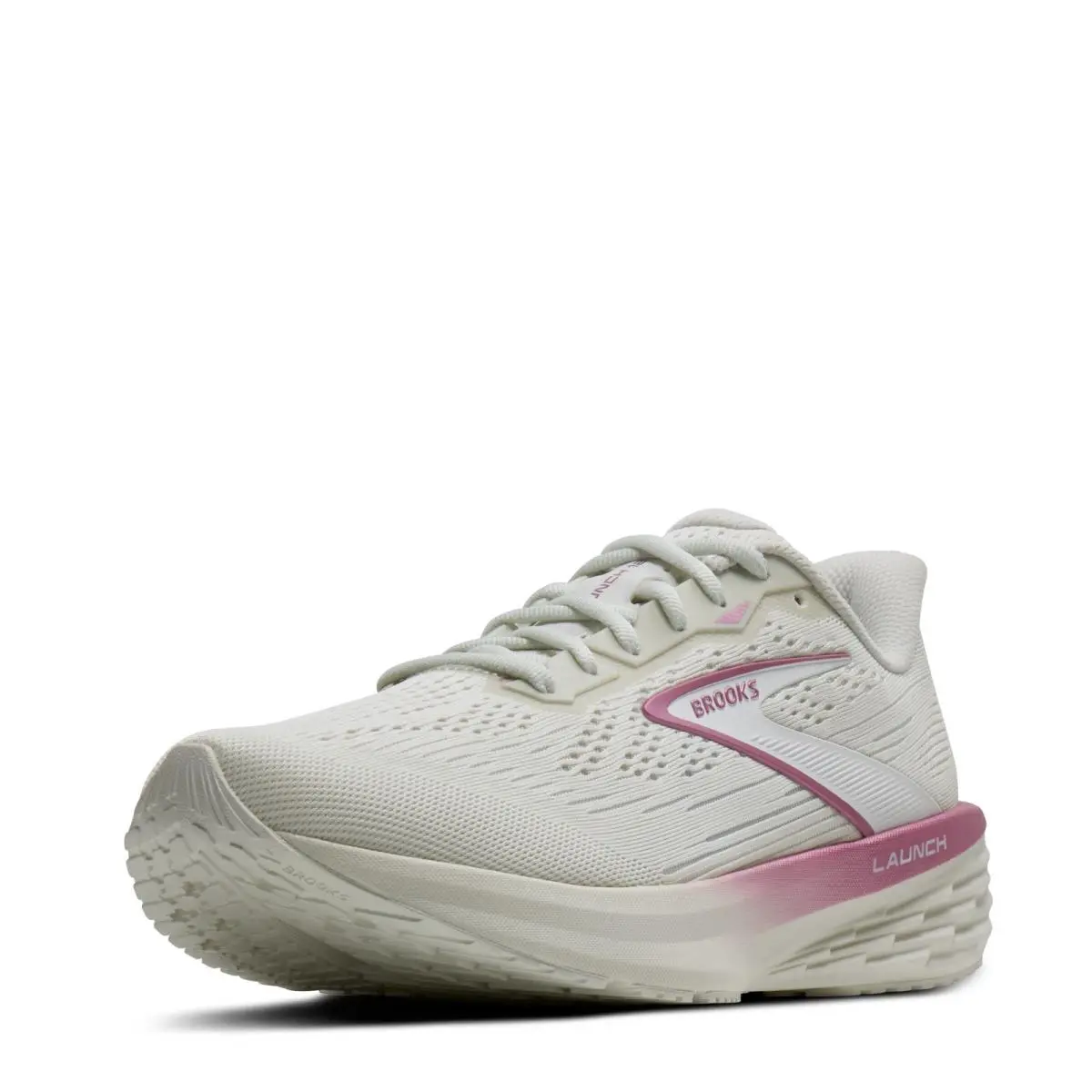 Women`s Brooks Launch 12 Running Shoe 120471 1B 103 Grey Pink Fabric-and-synthe