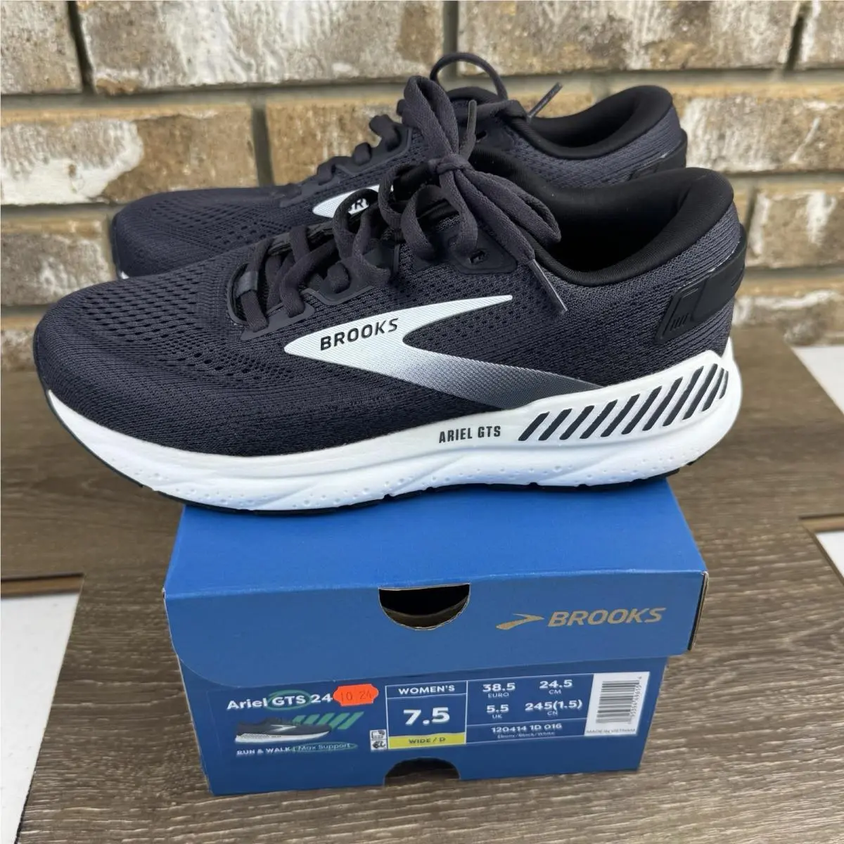 Brooks Ariel Gts 24 Women`s Black Running Shoes Sz 7.5D Wide 120414-016