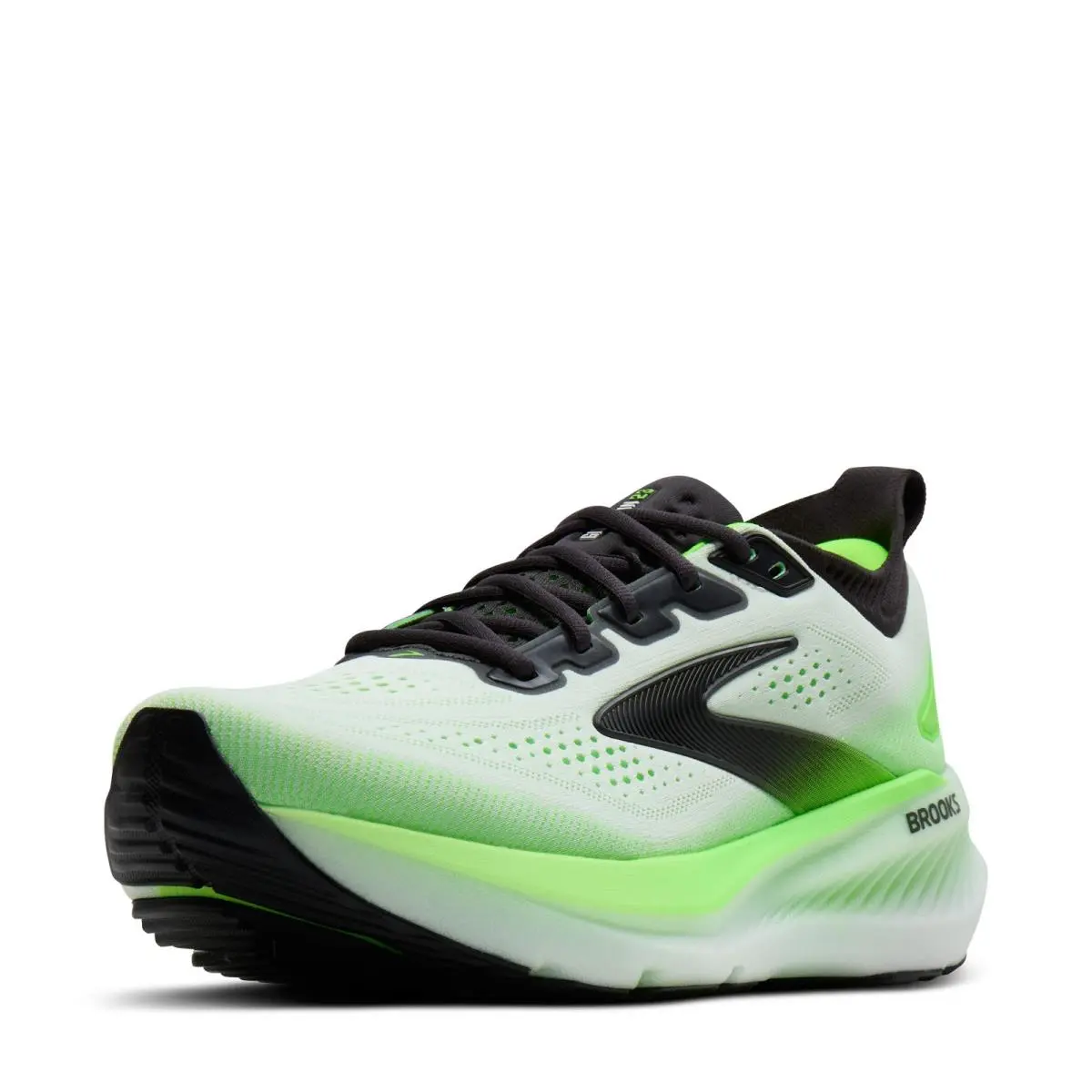 Men`s Brooks Glycerin 23 Running Shoe 110476 1D 154 White Phantom Green Fabric