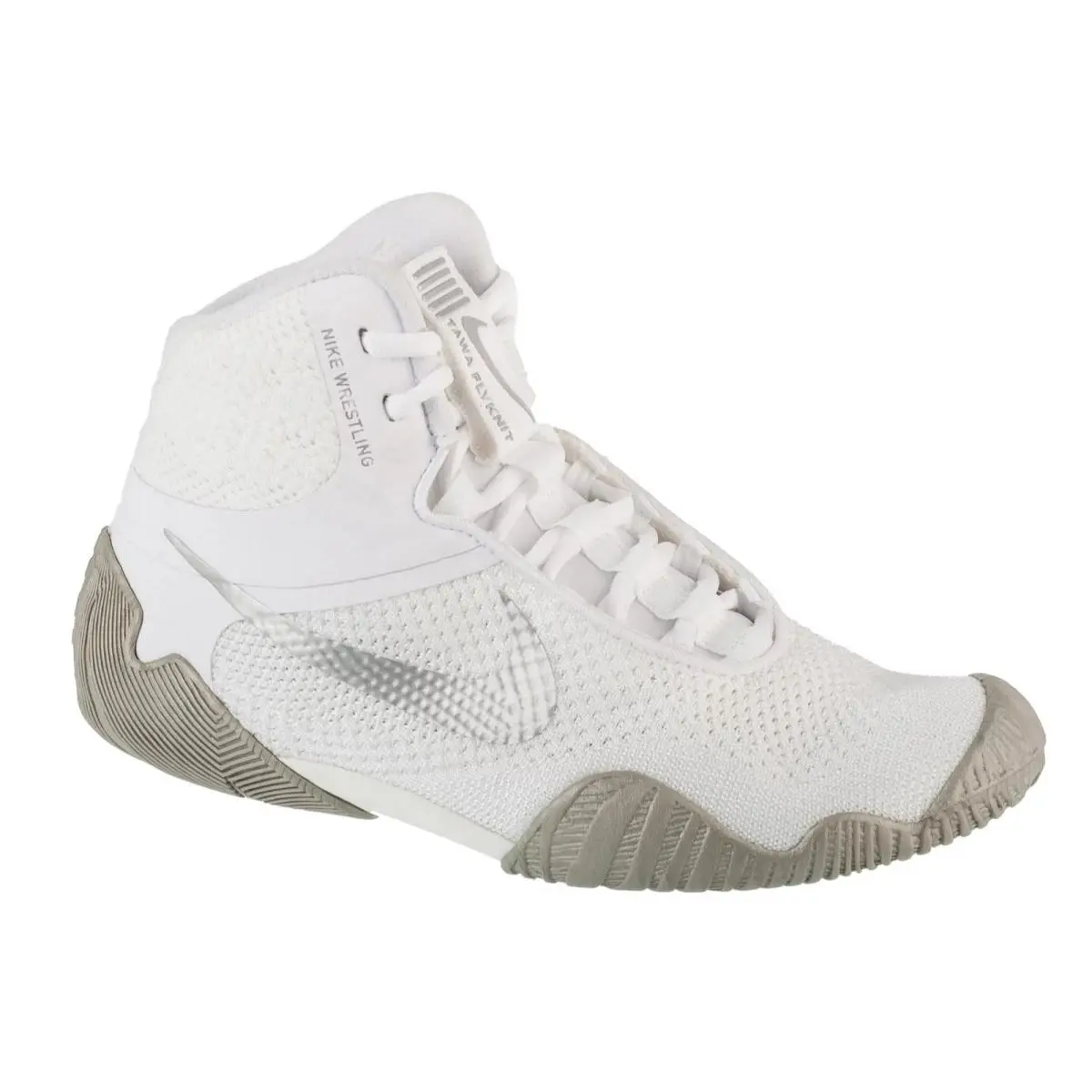 Nike Tawa Flyknit Wrestling Shoes CI2952-100 White Silver Men`s Size 8