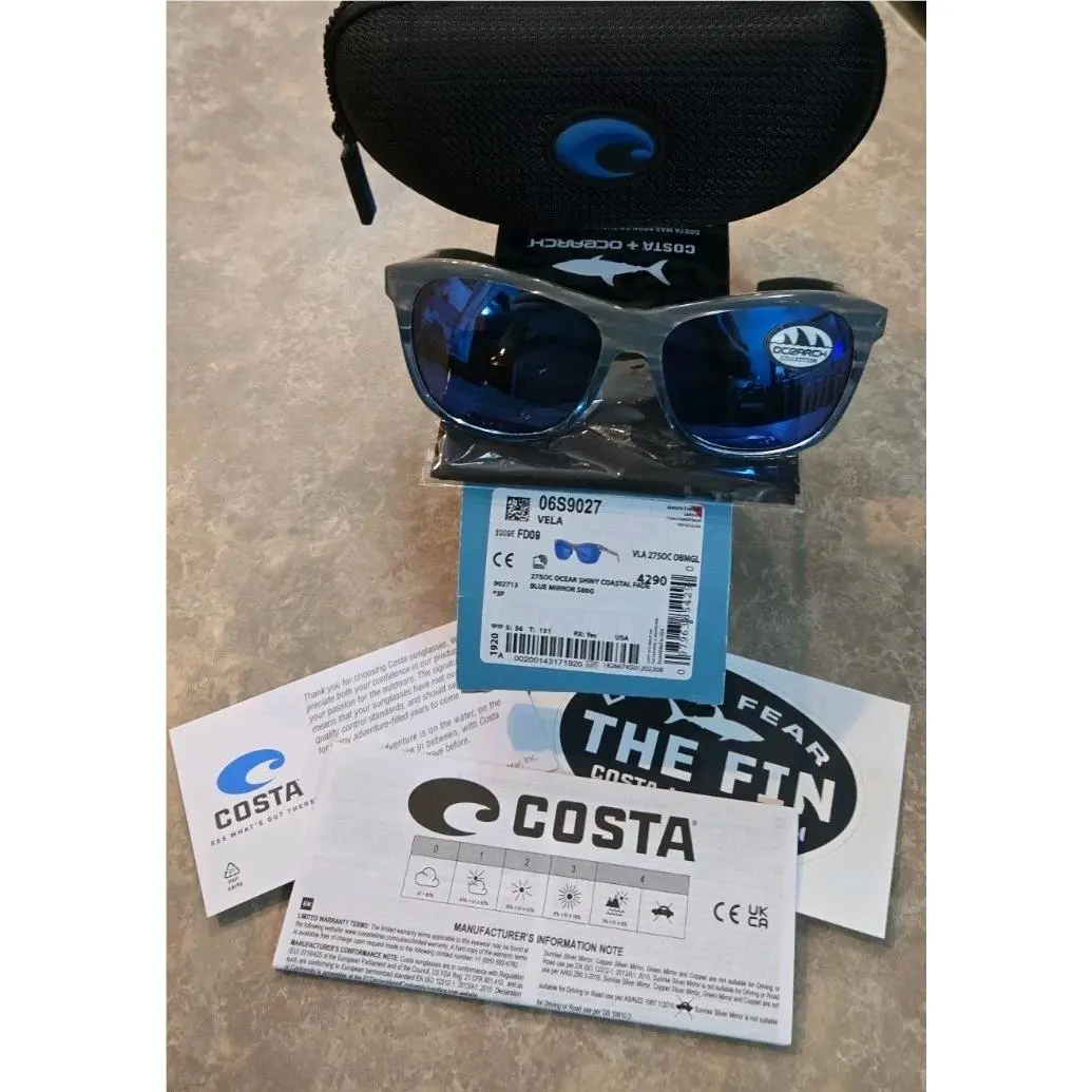 Costa Del Mar Vla 275OC Obmglp Vela Sunglasses Ocear Frame Blue 580G Polarized