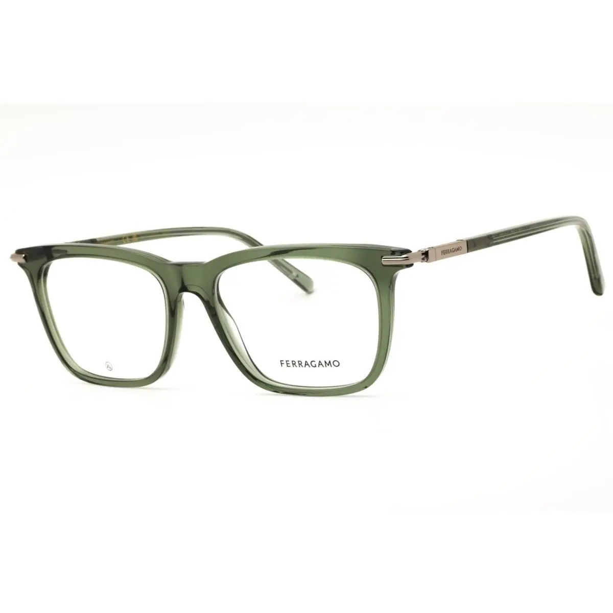 SF3007 317 Transparent Green Men`s Acetate Rectangular by Salvatore Ferragamo