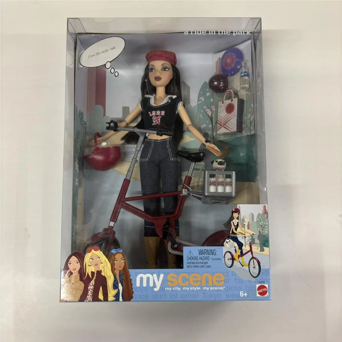 Year 2003 Barbie My Scene 12 Doll - A Ride in The Park Nolee with Puppy Bike
