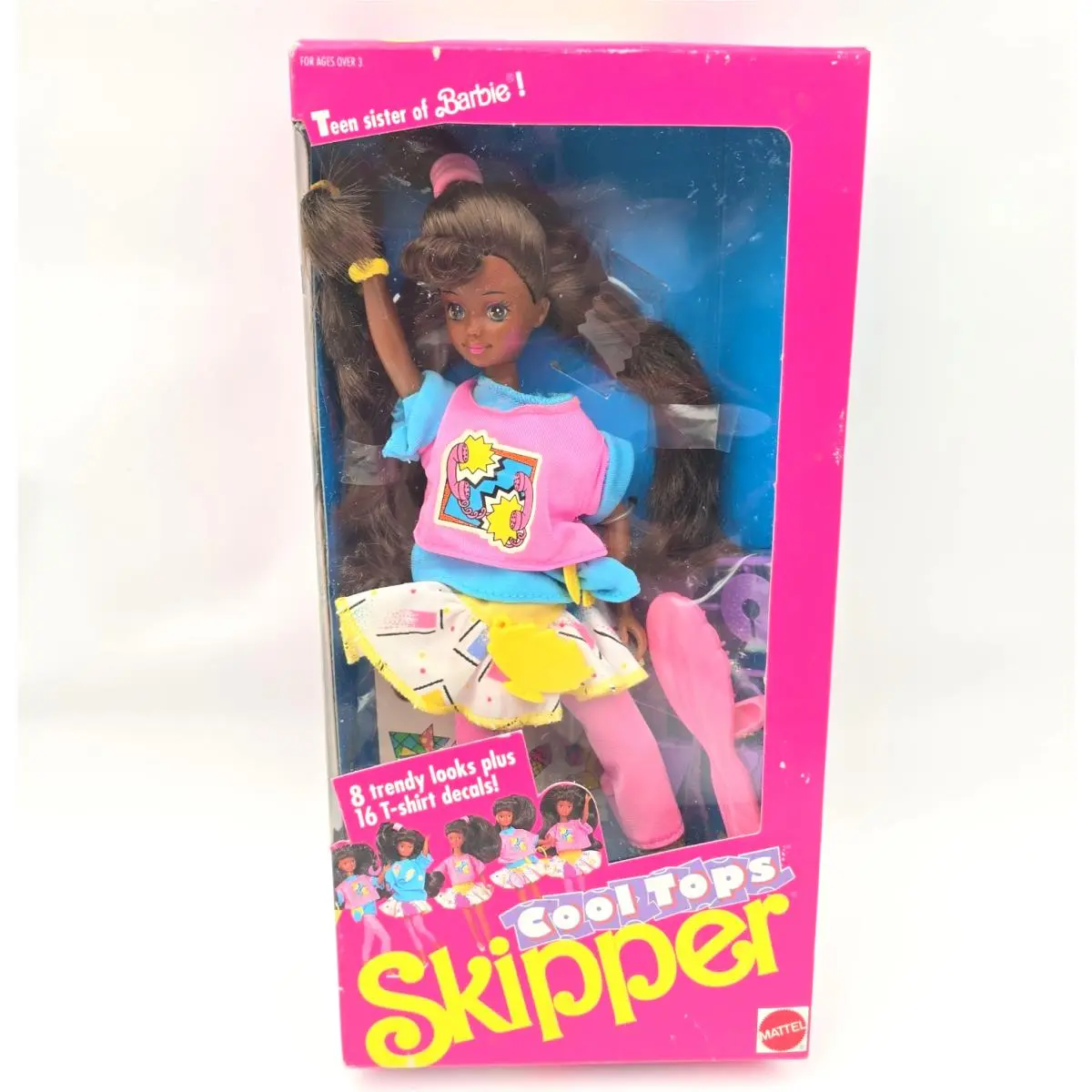 1989 Cool Tops Skipper Doll Mattel 5441 African American Nrfb Vintage