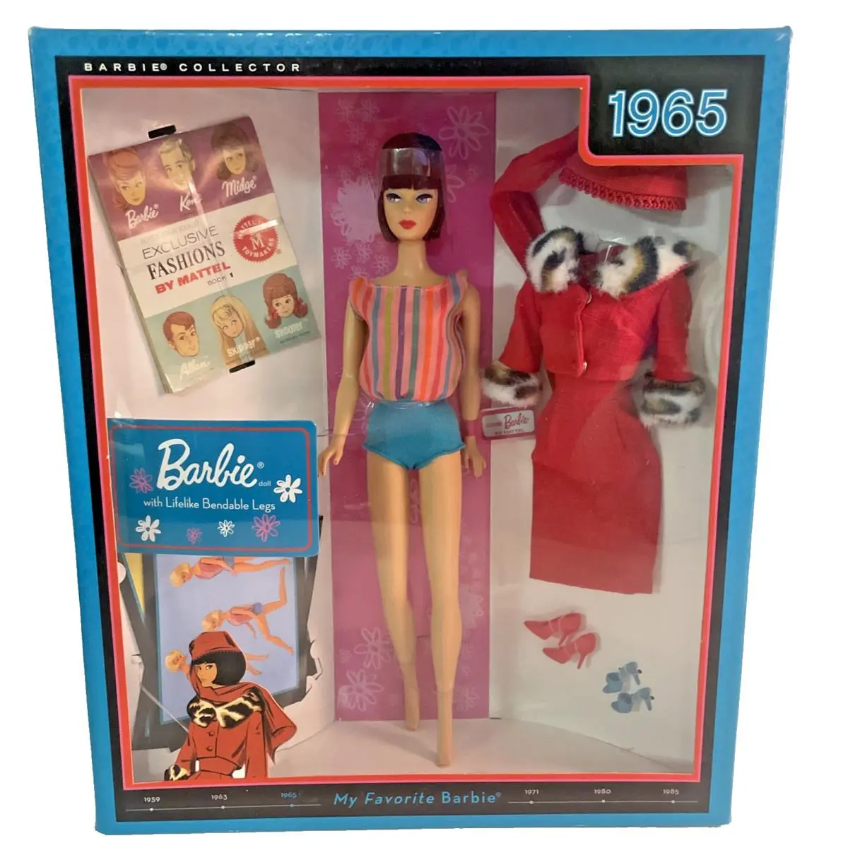 2010 Mattel T2147 Reproduction Barbie: 1965 Brunette / Time Capsule / Nrfb
