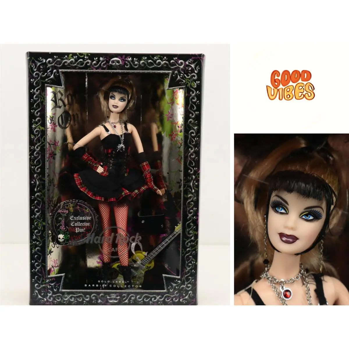 2008 Mattel Barbie Hard Rock Cafe Gothic Punk Gold Label Nrfb L9663