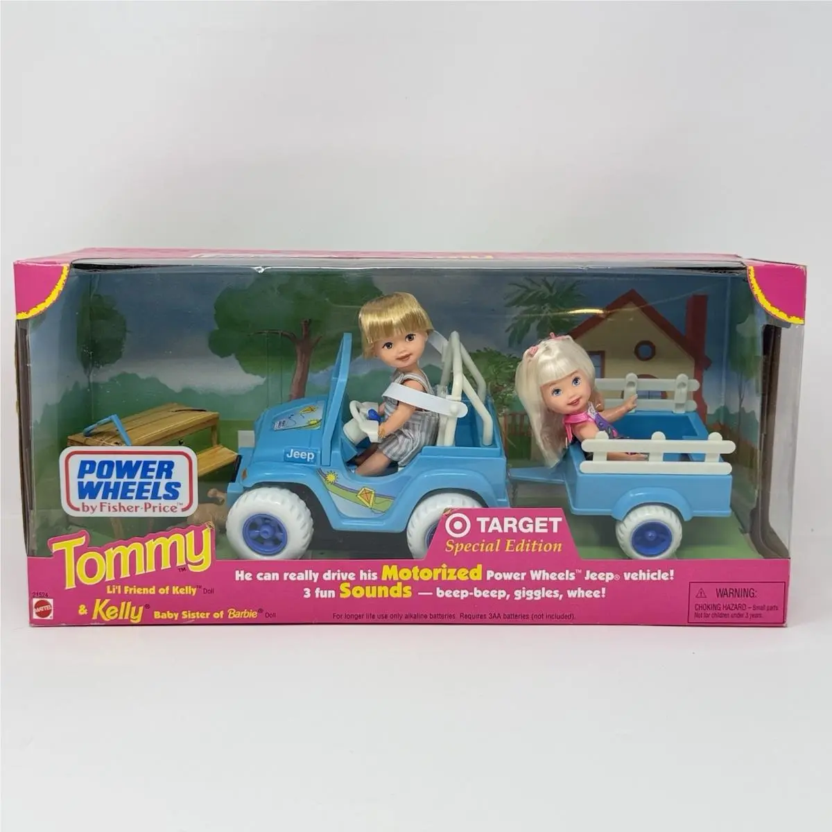 Vintage Barbie Tommy Kelly Power Wheels Playset Blue Jeep 1998