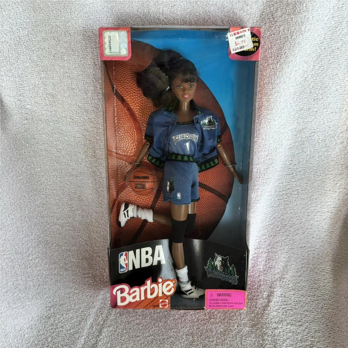 1998 Nba Minnesota Timberwolves African-american Barbie 20703 Mint