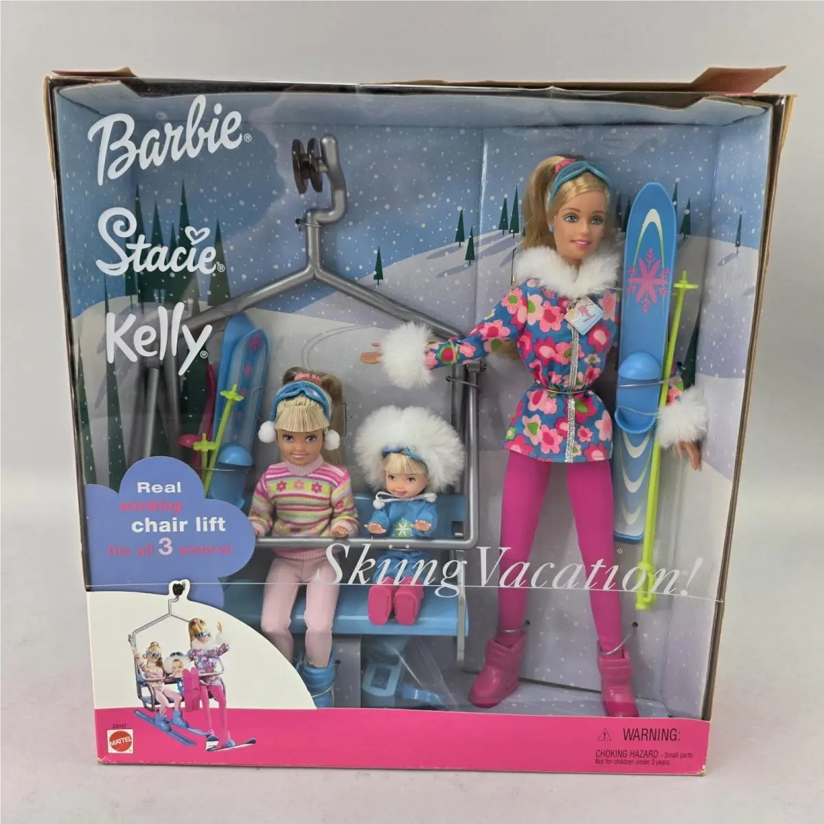 Barbie Stacie Kelly Skiing Vacation Doll Set Chair Lift 2000 Mattel 29347