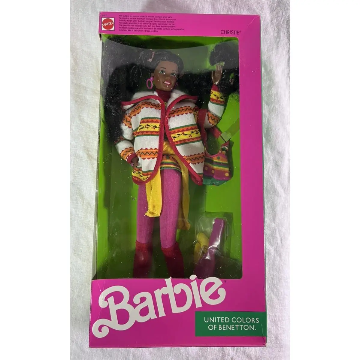 1990 Barbie United Colors Of Benetton Christie Shopping Doll Nrfb 9407