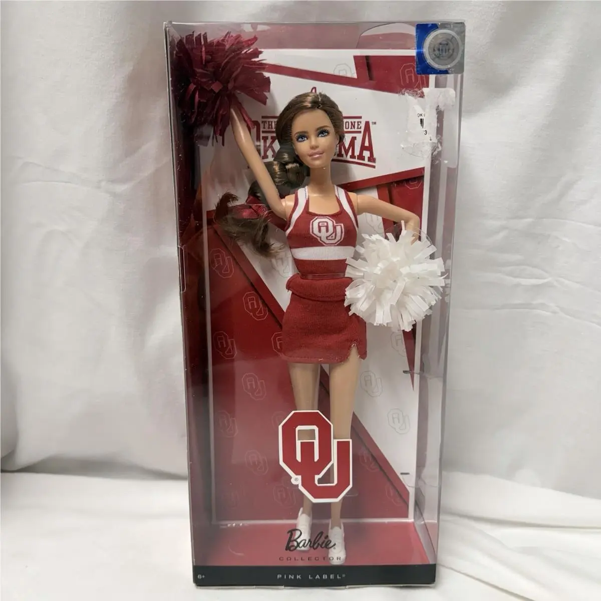 University of Oklahoma Cheerleader Barbie Doll 2012 Mattel Pink Label Sooner OU