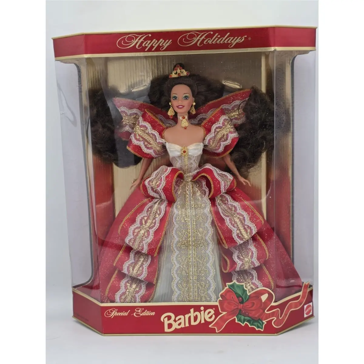 1997 Misprint Green Eyes Holiday Barbie Happy Holidays Gold Special Edition
