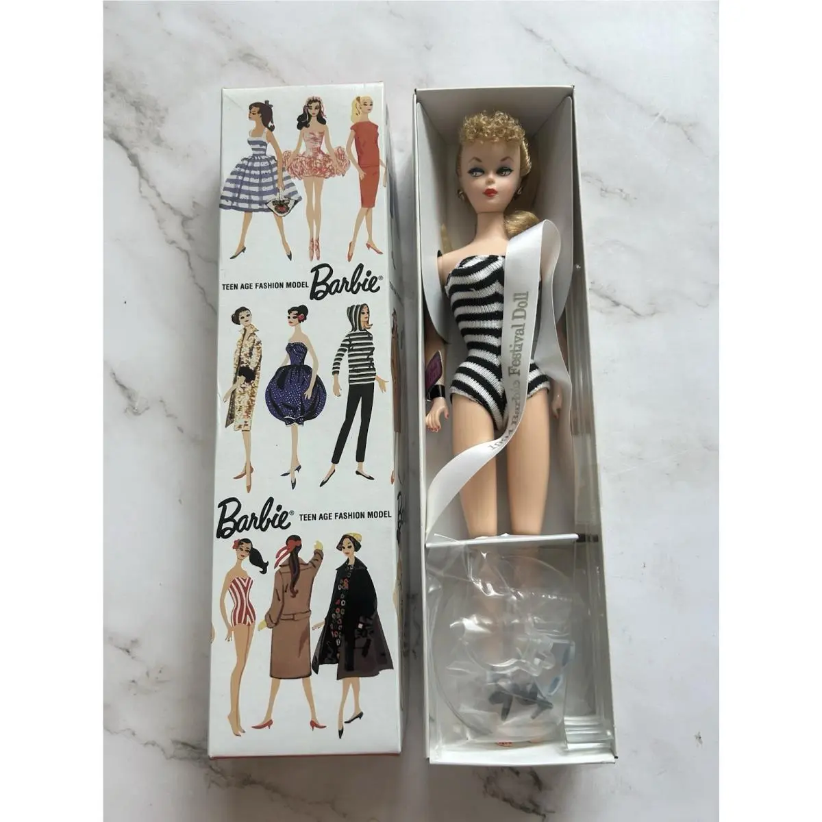 1994 Barbie Festival 35th Anniversary Repro Curly Bangs Blonde Barbie Doll