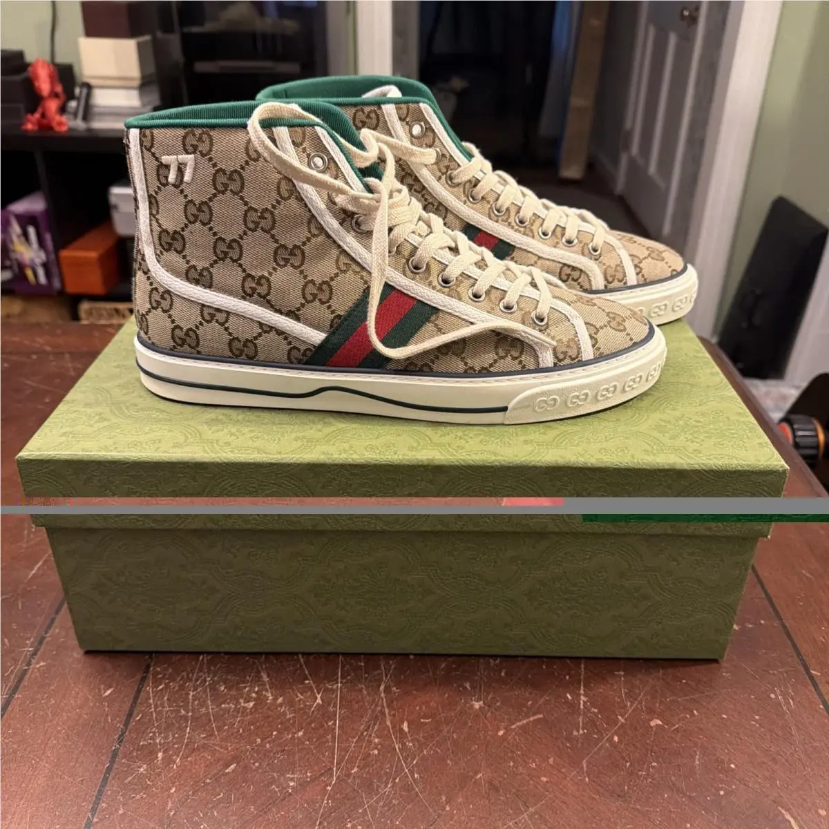 Gucci Tennis 1977 GG Supreme High Top Women Sneakers Size US 8 Q22
