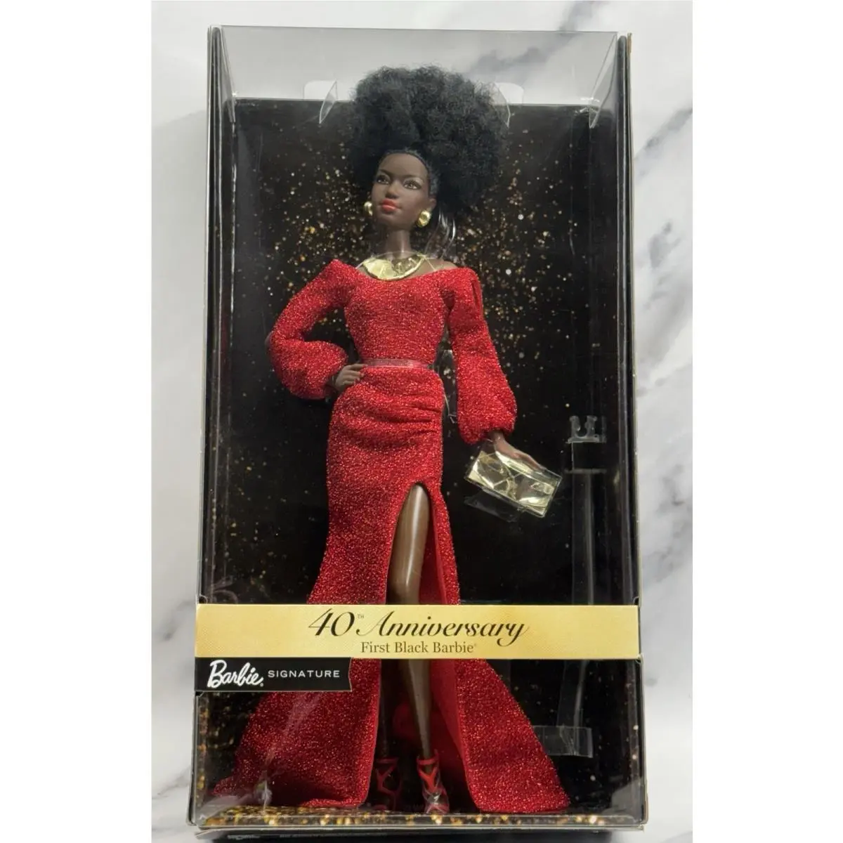 40th Anniversary First Black Barbie Signature Doll 2019 Mattel GLG35 Box Wear