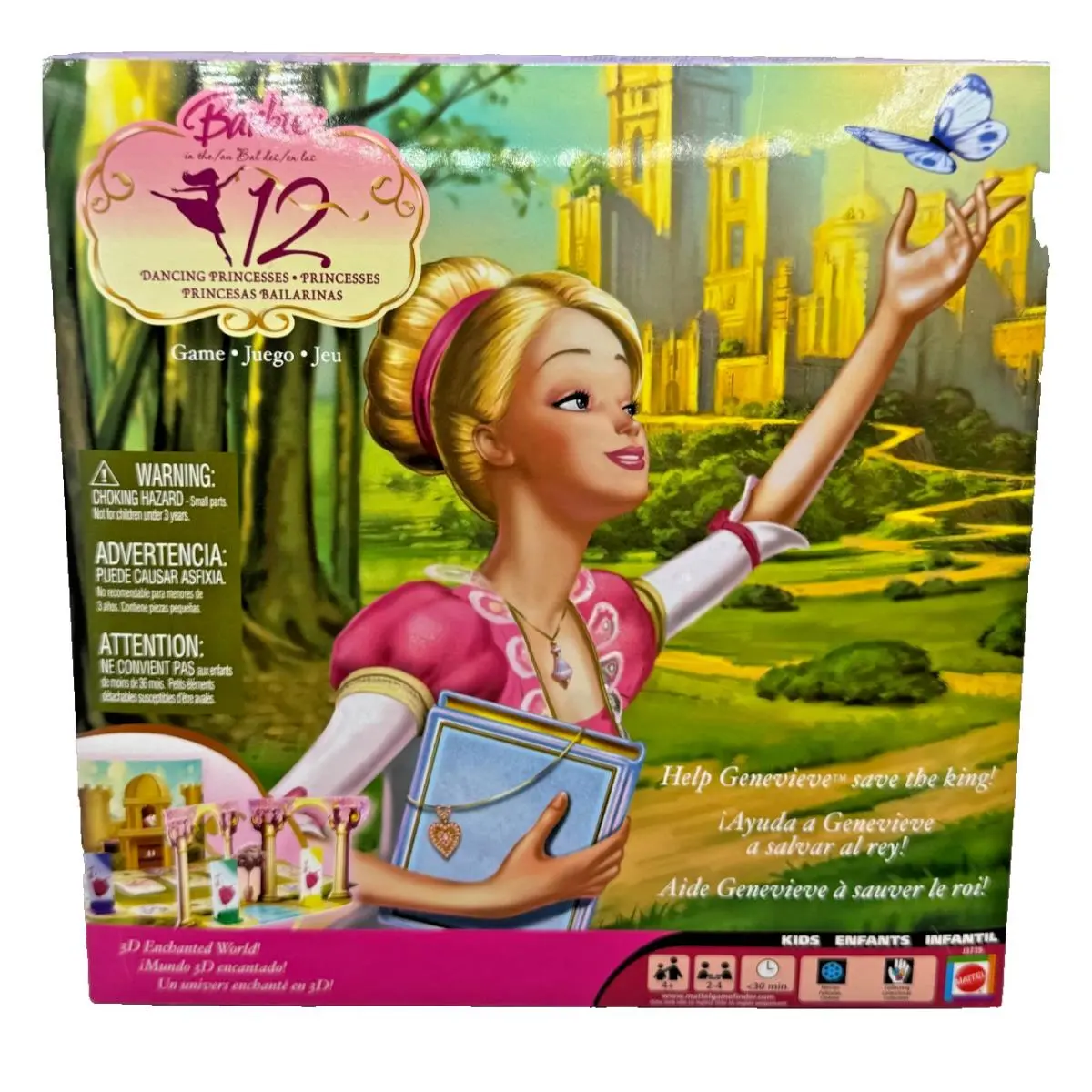 DS Barbie 2006 12 Dancing Princesses Board Game Box J3739