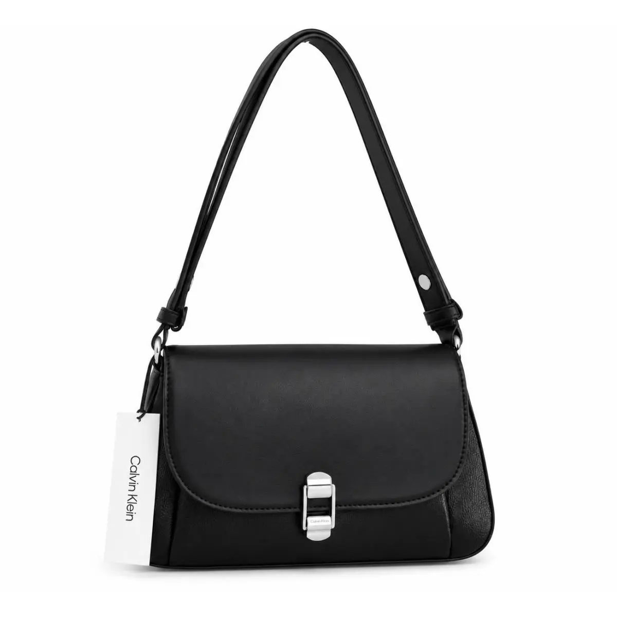 Calvin Klein Black Shoulder Bag Signature Logo Leather
