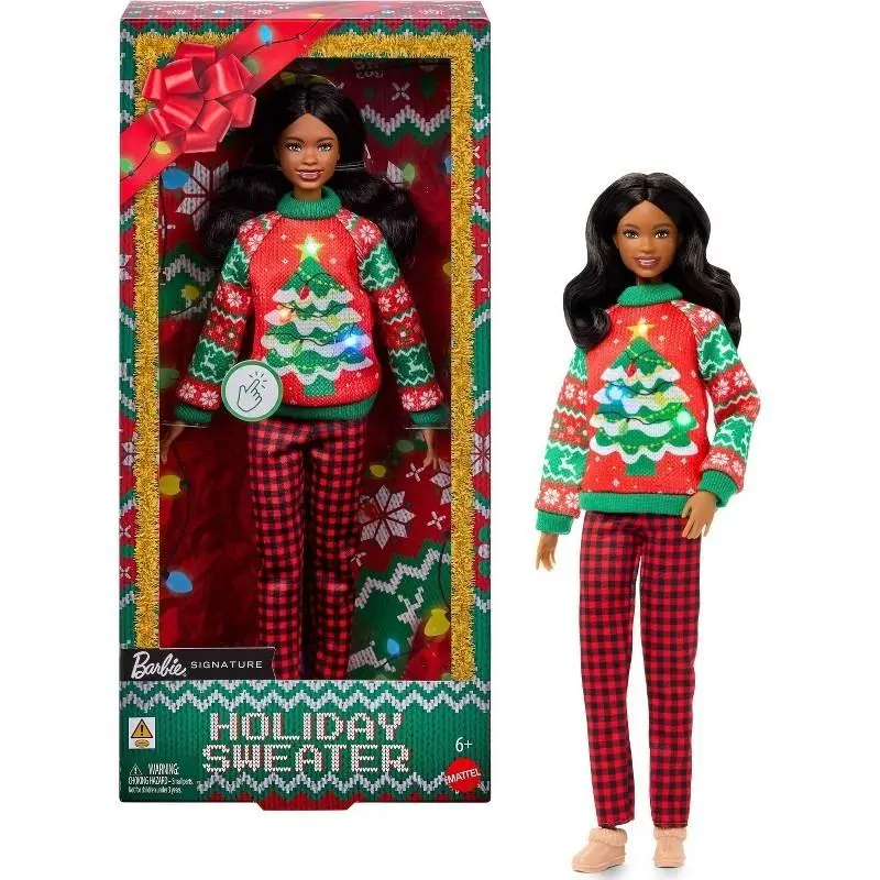 Barbie Holiday Sweater Doll Collectible Ugly Black Sweater Doll