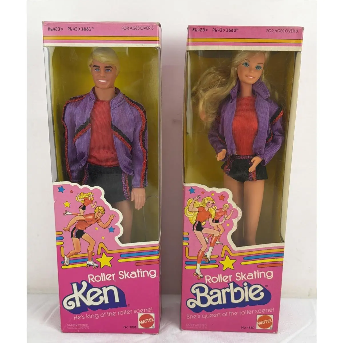 Vintage 1980 Roller Skating Barbie Ken 1880 1881 Complete w/ Boxes Mattel